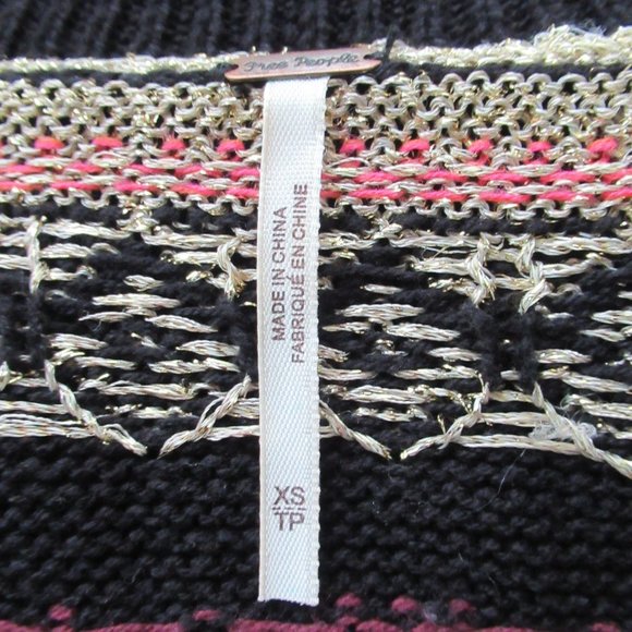 NEW Anthro Free People Tunic Sz XS/S Black Fair Isle Cabin Fever Thermal Sweater - Picture 9 of 11